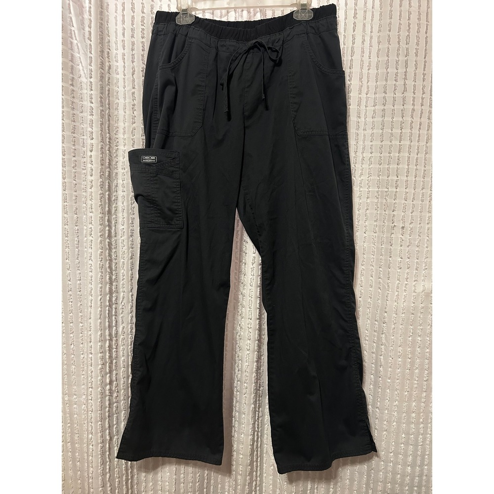 Cherokee Workwear Dark gray Cargo Scrub Pants Drawstring Waist Women Size Large